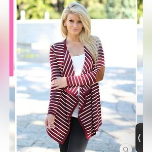 Staccato STRIPED CARDIGAN WITH ELBOW PATCHES
